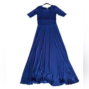 LuLaRoe Royal Blue Ana Maxi Dress with Short Sleeves